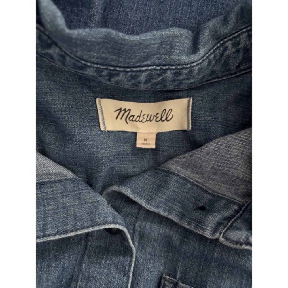 Madewell Denim Shirt Dress Medium 100% Cotton Button Front Dress - Picture 2 of 9